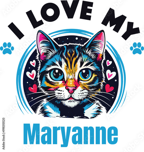 Maryanne Is My Cute Cat, Cat name t-shirt Design