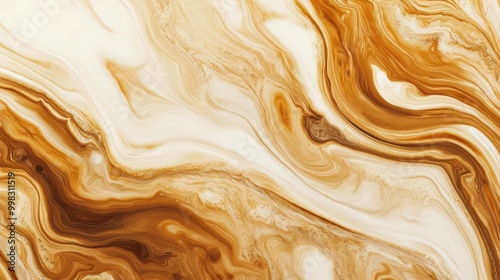 Swirling together, coffee and cream create a beautiful marbled pattern with rich shades of brown and creamy white tones. Generative AI