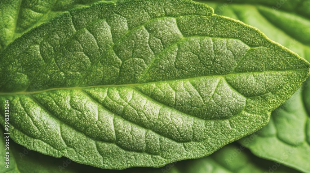 Close-up of a Green Leaf with Visible Veins and Texture Close-up of a Green Leaf with Visible Veins and Texture