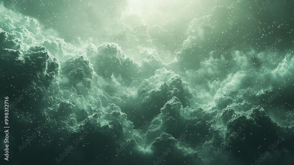 Space mist, ethereal clouds, scattered stars, 3D illustration Space mist, ethereal clouds, scattered stars, 3D illustration