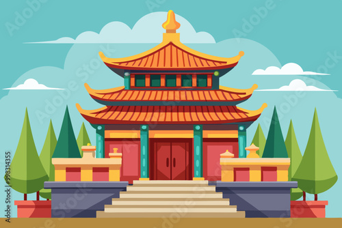 Chinese temple vector illustration