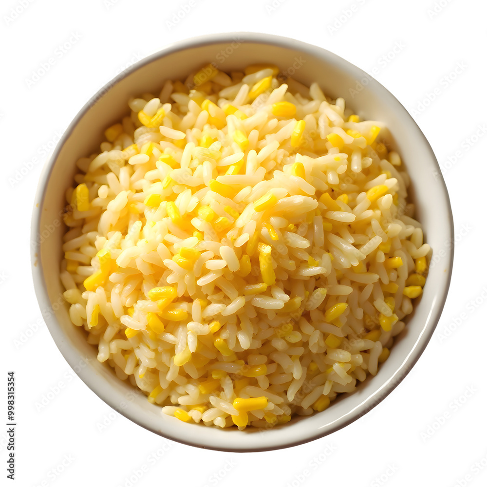 Fresh fried rice with vegetables and chicken isolated on a transparent background Fresh fried rice with vegetables and chicken isolated on a transparent background