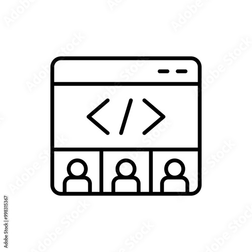 Dev conference outline icons, minimalist vector illustration ,simple transparent graphic element .Isolated on white background