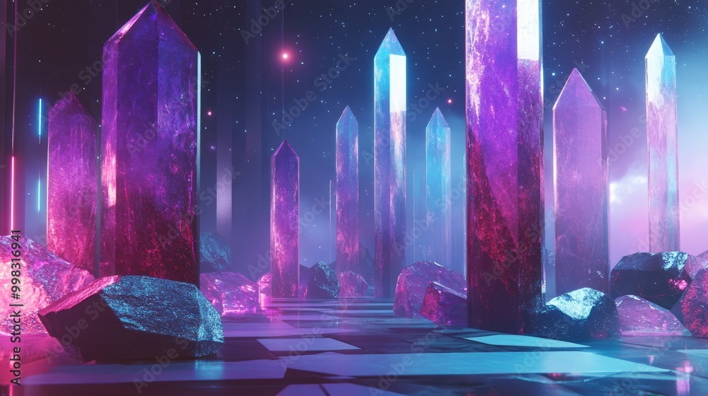Surreal abstract composition featuring magical crystals and HUD elements reminiscent of classic 80s 90s arcade video games Surreal abstract composition featuring magical crystals and HUD elements reminiscent of classic 80s 90s arcade video games