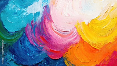 Abstract oil painting with a vibrant colorful background Impressionist style meets modern surrealism Ideal for wall decor as a poster Unique hand drawn texture design