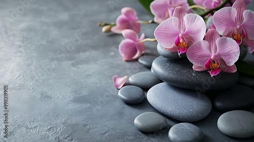 Zen Stones and Pink Orchids