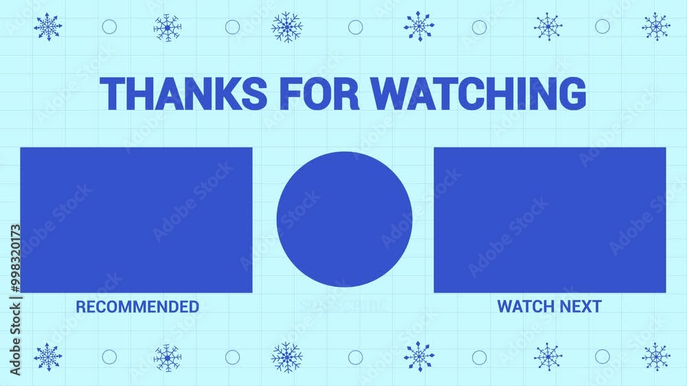 Christmas With Blue SnowFlake Theme Youtube End Screen. 4k Animation