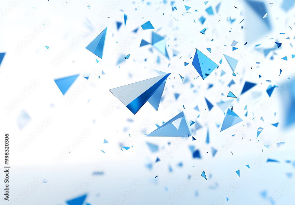 Abstract Blue Triangular Shapes on White Background design Abstract Blue Triangular Shapes on White Background design