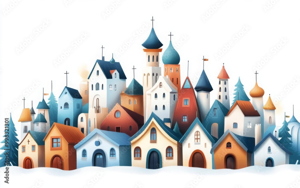A colorful city in cartoon style A colorful city in cartoon style