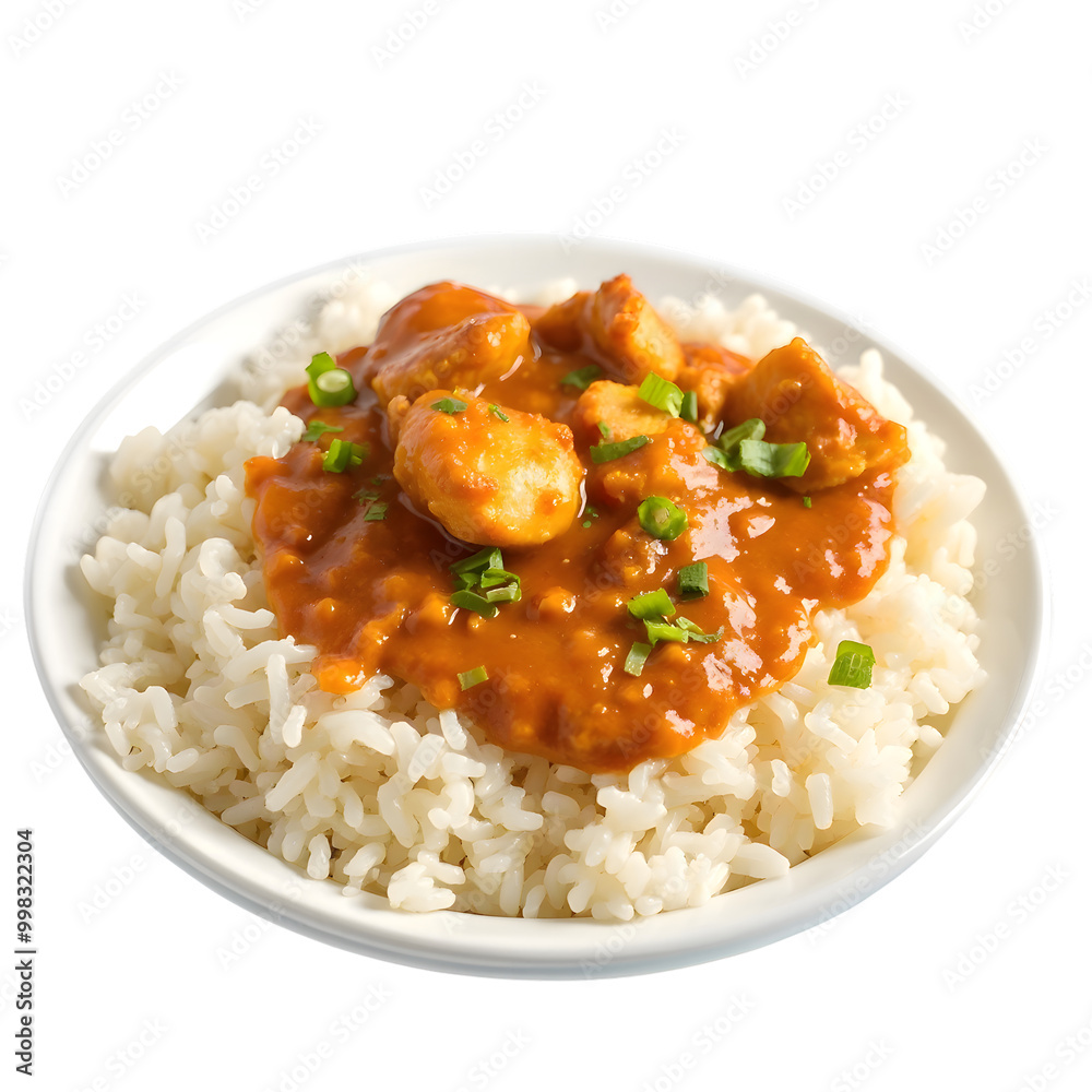 tasty rice with chicken curry isolated on a transparent background tasty rice with chicken curry isolated on a transparent background