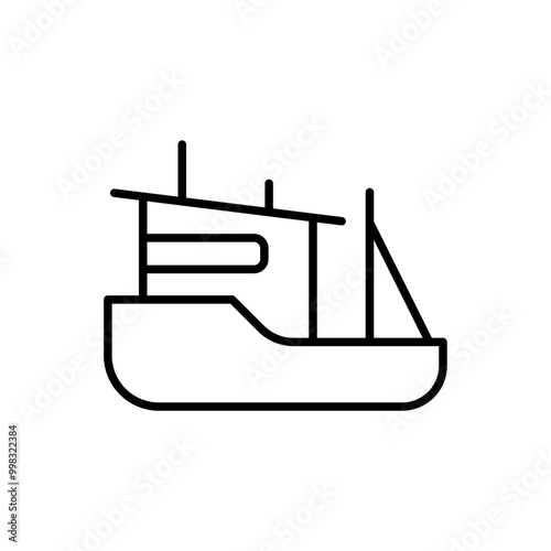 Fishing boat outline icons, minimalist vector illustration ,simple transparent graphic element .Isolated on white background