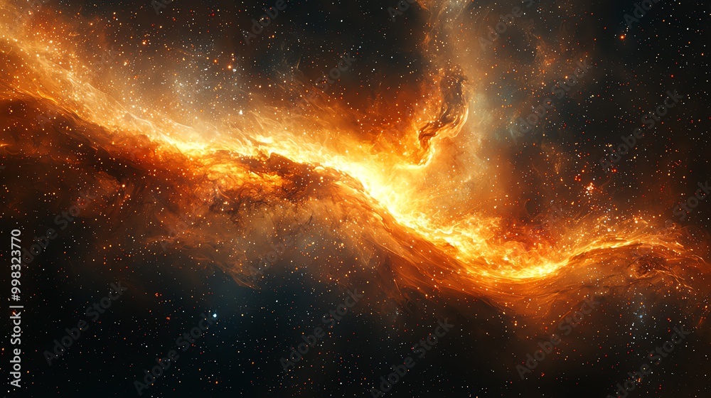 Fototapeta premium Cosmic wind, dust clouds, swirling stars, 3D illustration