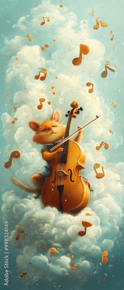 Naklejka premium Animated animals playing music