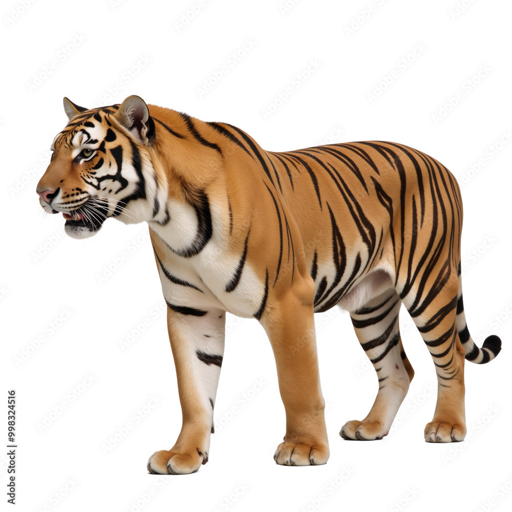 Obraz premium Tiger depicted against an isolated transparent PNG background