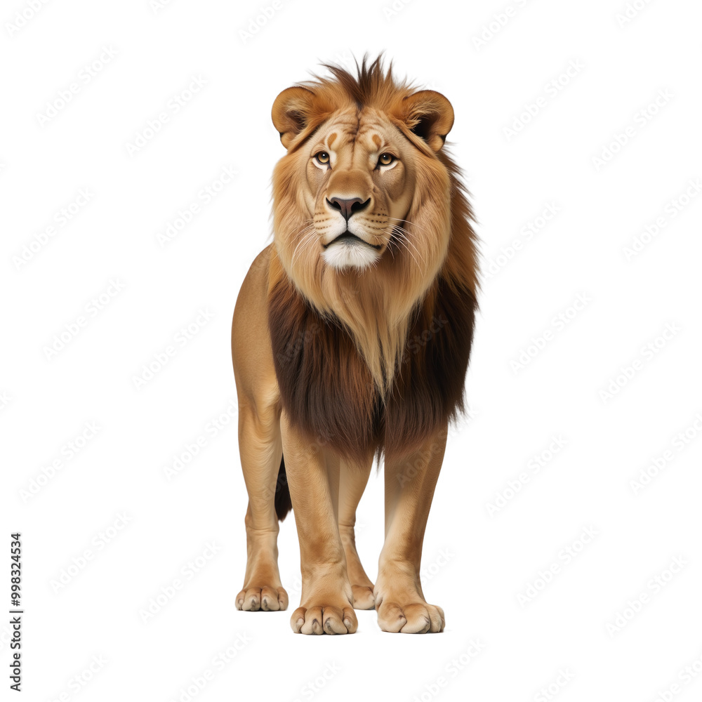 Fototapeta premium Lion illustrated against an isolated transparent PNG backdrop