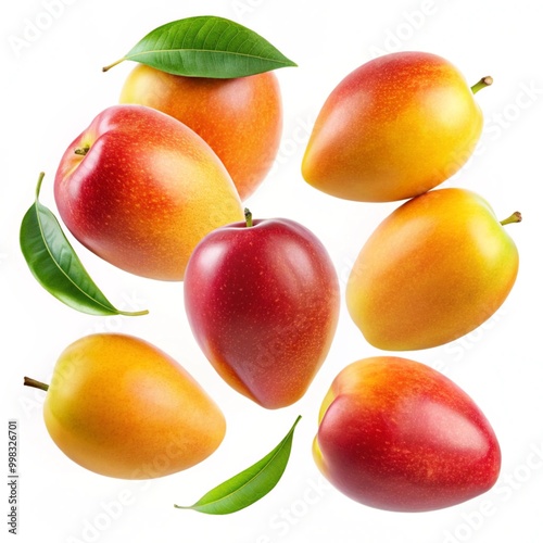 set of peaches isolated on white