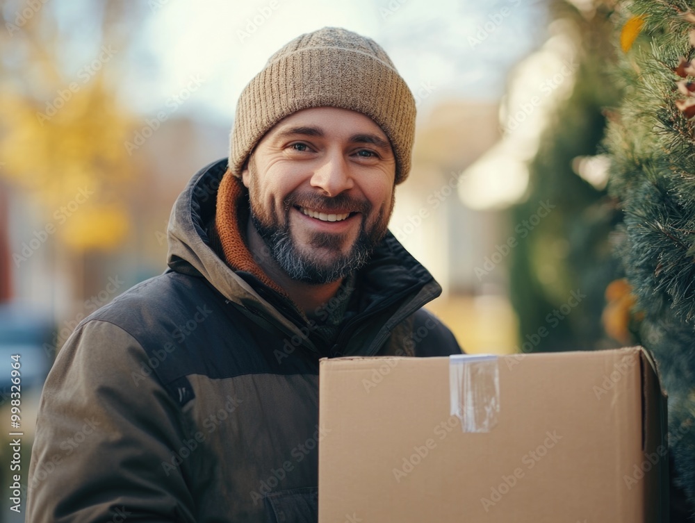 Happy Delivery Man Smiling