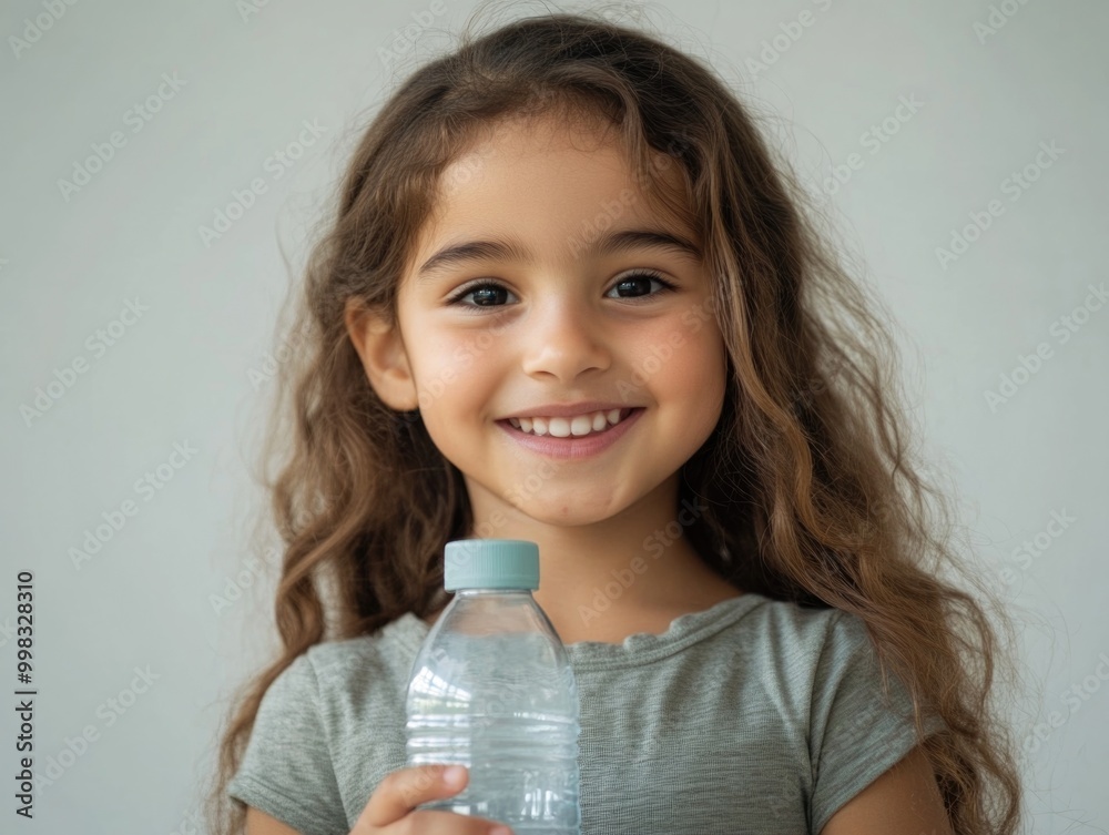 Young Girl Smiling with Bottle of Water Young Girl Smiling with Bottle of Water