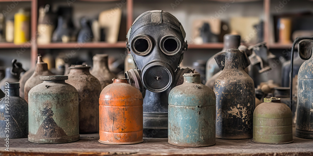 Weapons of Mass Destruction: A collection of chemical warfare agents and biological weapons, chillingly displayed on a pedestal.