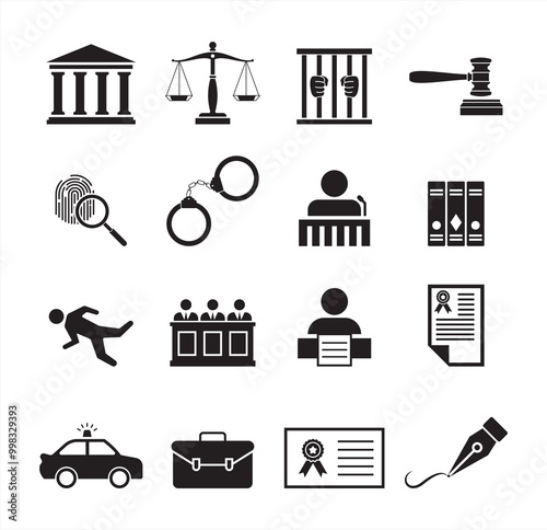 law and justice icon collection. legal icon vector illustration