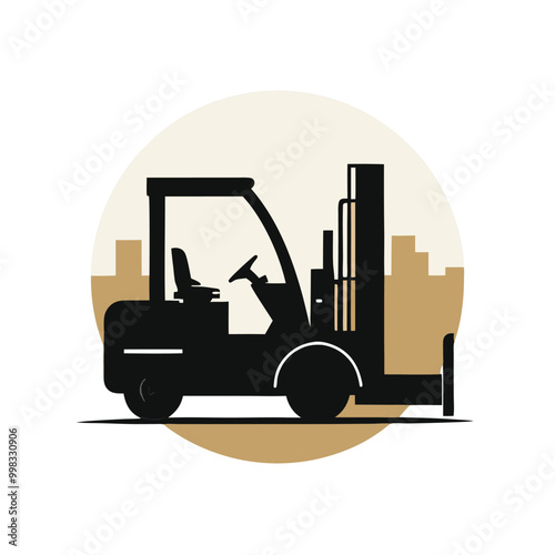 a forklift truck icon, vector silhouette, isolated on white background 