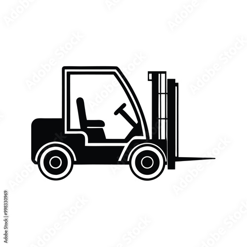 a forklift truck icon, vector silhouette, isolated on white background 