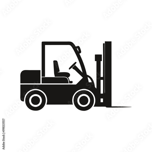 a forklift truck icon, vector silhouette, isolated on white background 