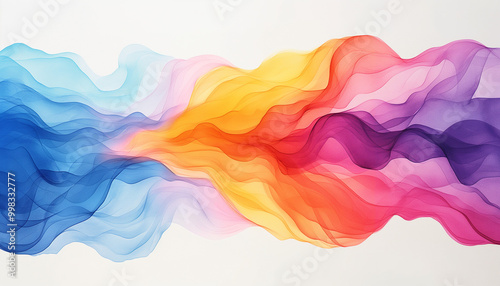 Abstract watercolor blend of vibrant colors and fluid shapes