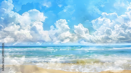 Beautiful Blue Skies with Nature, Bright Moon ,Cloud ,Beach scenery, Tree, night -Anime concept Background