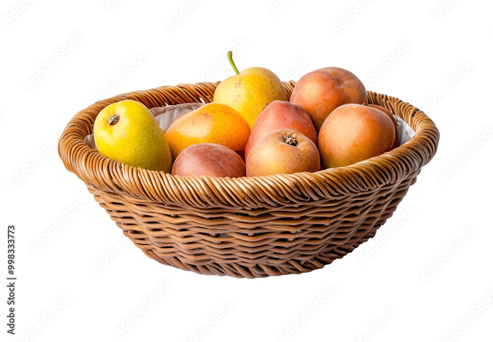 A woden basket of fruit with red and green apple A woden basket of fruit with red and green apple