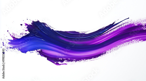 Curved Brushstroke Of Purple And Violet Paint Blending Seamlessly On White Canvas photo