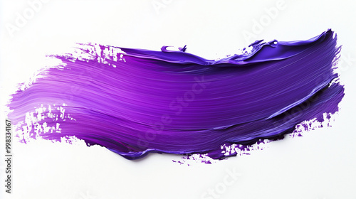 Vibrant Purple And Blue Paint Strokes Creating A Bold Wave Across A Clean White Canvas photo