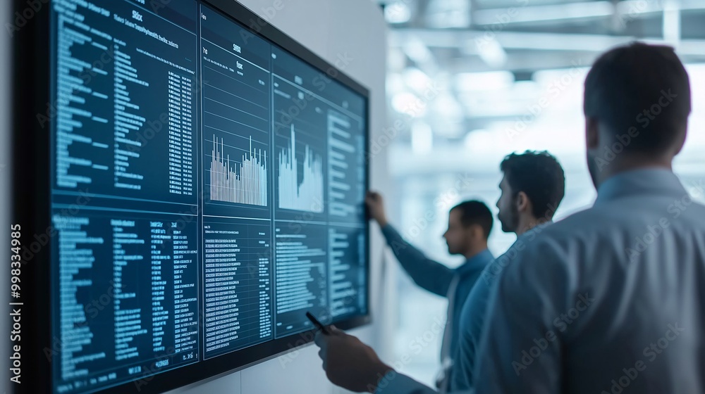 Business Team Analyzing Data on Digital Display Business Team Analyzing Data on Digital Display