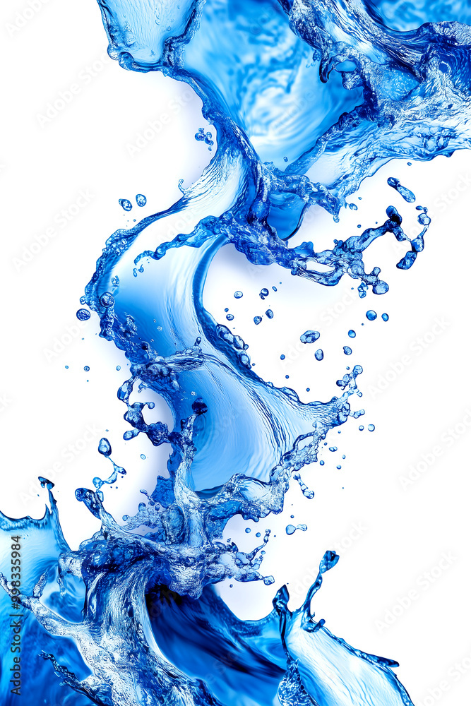 A splash of water with a blue color. The water is flowing in a spiral shape. The image has a calming and serene mood A splash of water with a blue color. The water is flowing in a spiral shape. The image has a calming and serene mood