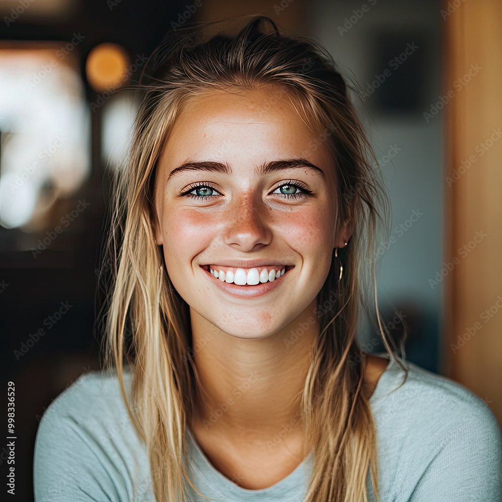 A smiling face looking directly at the camera, natural and relaxed expression A smiling face looking directly at the camera, natural and relaxed expression