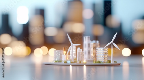 Futuristic Hydrogen-Powered City Model - Innovative Clean Energy Solutions Driving the Net Zero Waste Revolution and Environmental Sustainability photo