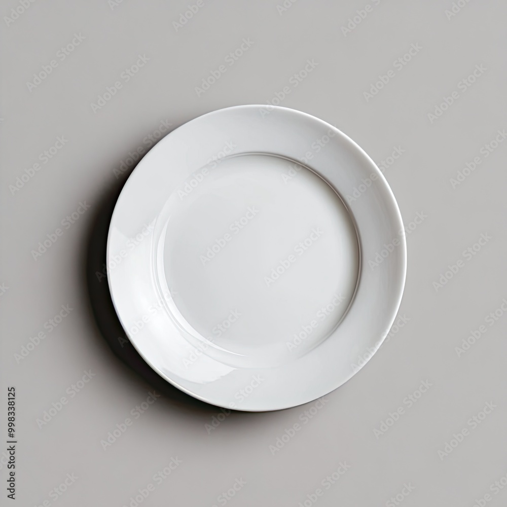 Clean white plate with minimal shadows, isolated on a blank background Clean white plate with minimal shadows, isolated on a blank background