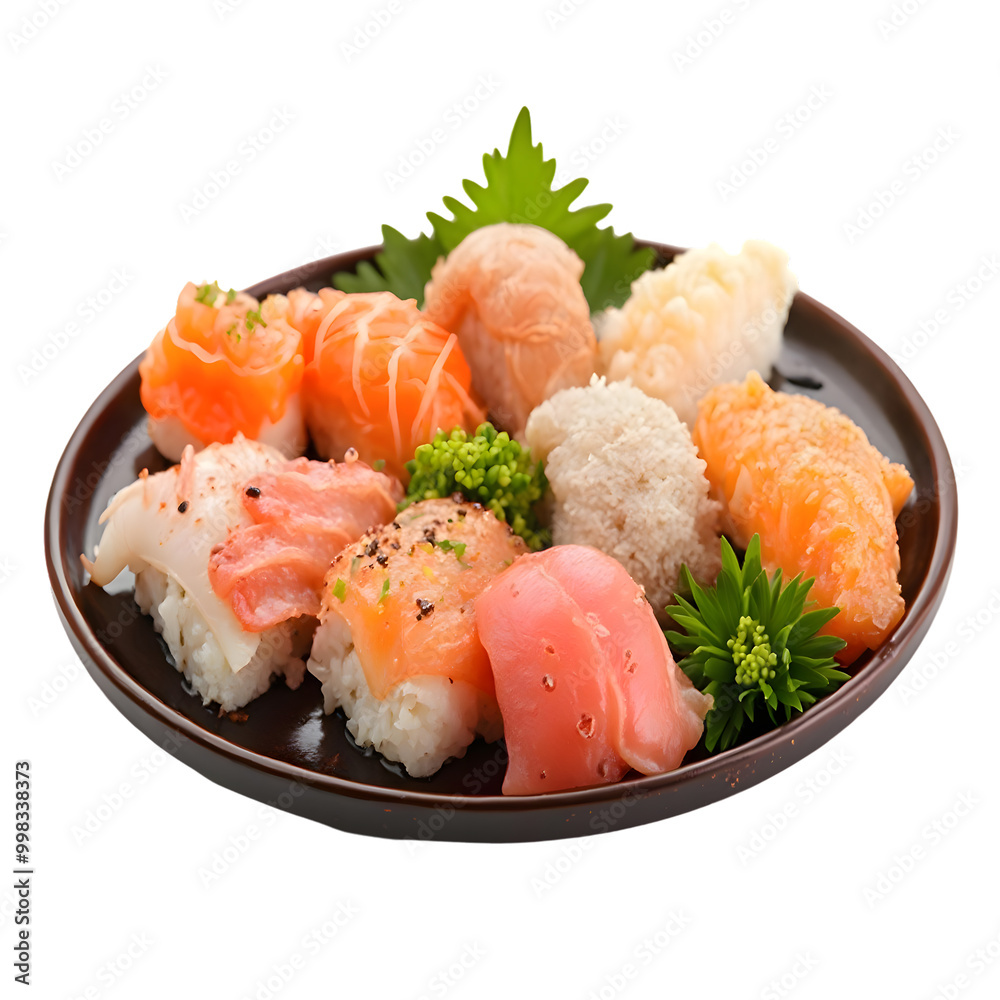 sushi with salmon isolated on a transparent background