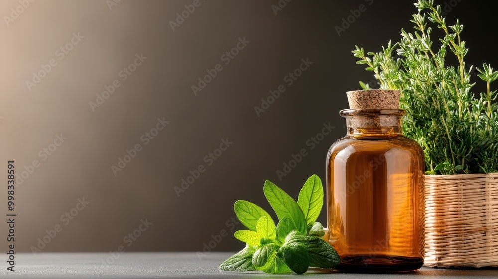 Herbal Apothecary Setup with Extract Bottles Herbal Apothecary Setup with Extract Bottles