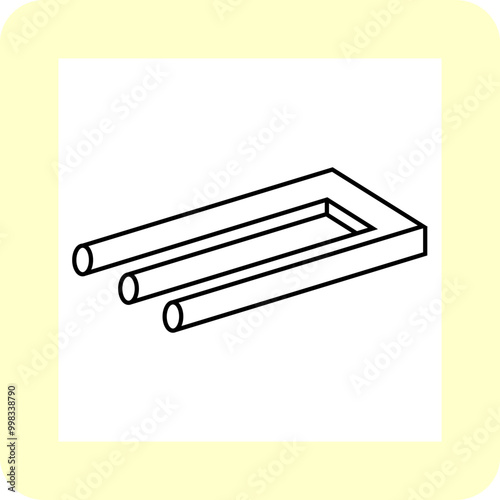 Impossible trident. Vector graphic optical illusion. The eye is confused by this impossible shape.