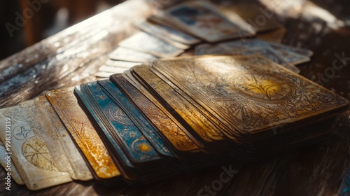 Artistic Tarot Cards on Table