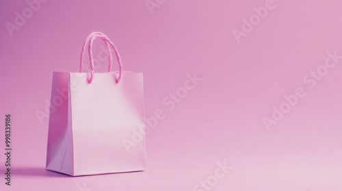 A pastel pink shopping bag set against a soft lilac background ideal for retail and e commerce applications