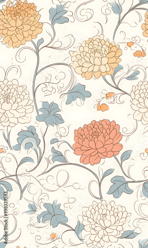 Chinese-inspired doodle tile seamless patterns in an illustrator graphic style