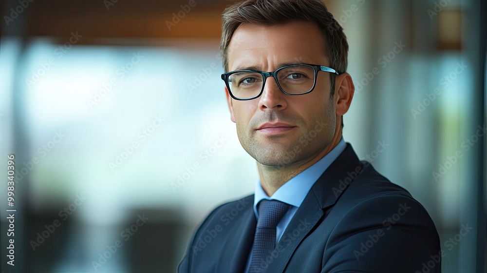 Executive manager giving a presentation, serious and focused, business setting