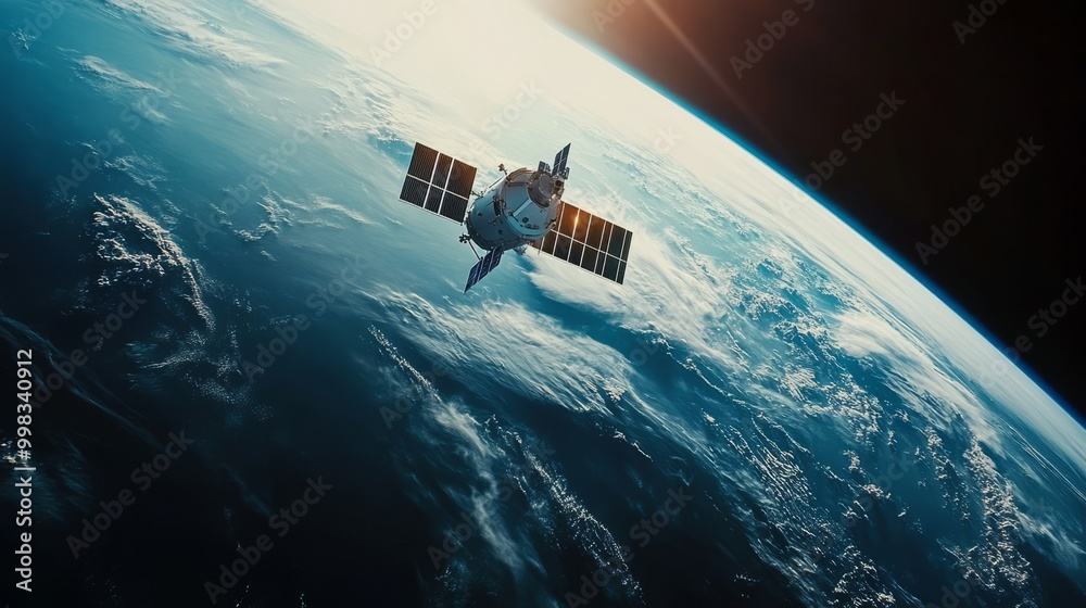 Naklejka premium Satellite Orbiting Earth