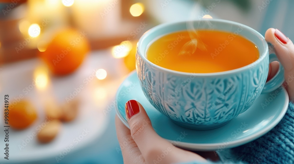 Cozy Setting with Herbal Tea and Relaxing Atmosphere Cozy Setting with Herbal Tea and Relaxing Atmosphere
