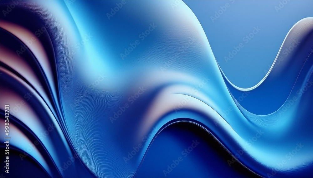 Naklejka premium Abstract 3D blue fluid twisted wavy glass morphism. Design visual elements for background, wallpaper, banner, cover, poster or header. Wavey soft tech background