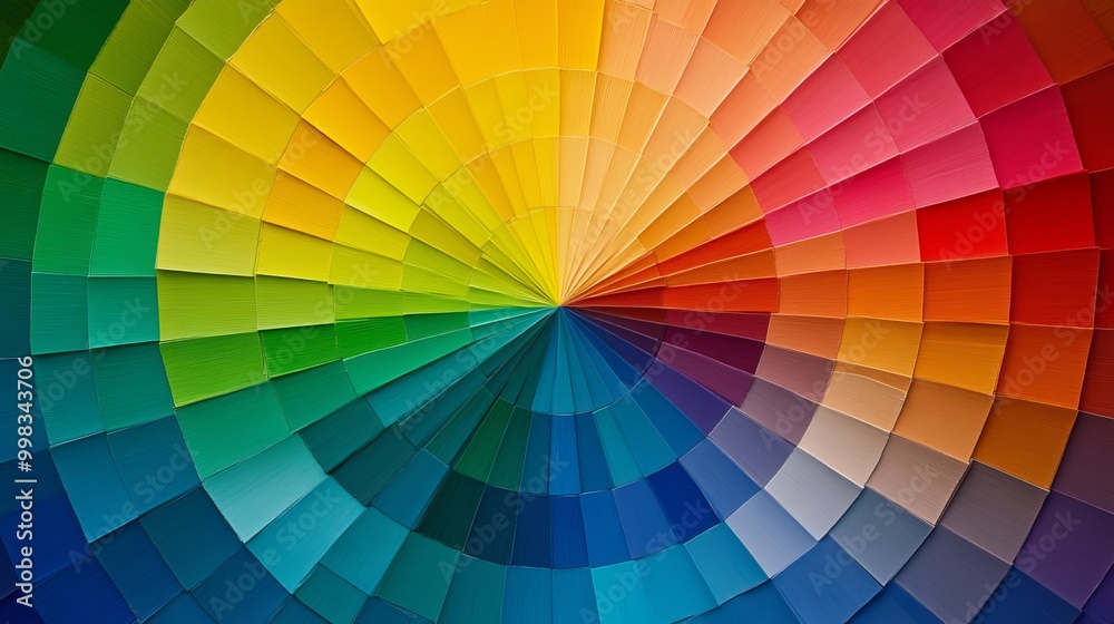 Obraz premium Color wheel, a visual representation of color relationships, depicting colors arranged in a circular palette. Primary, secondary, and tertiary colors are organized based on their relationships