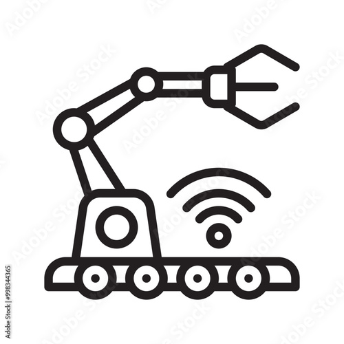 robotic arm icon in line style. Editable stroke.