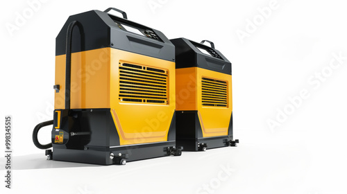 Portable generators for providing electricity in remote field locations isolated on white background